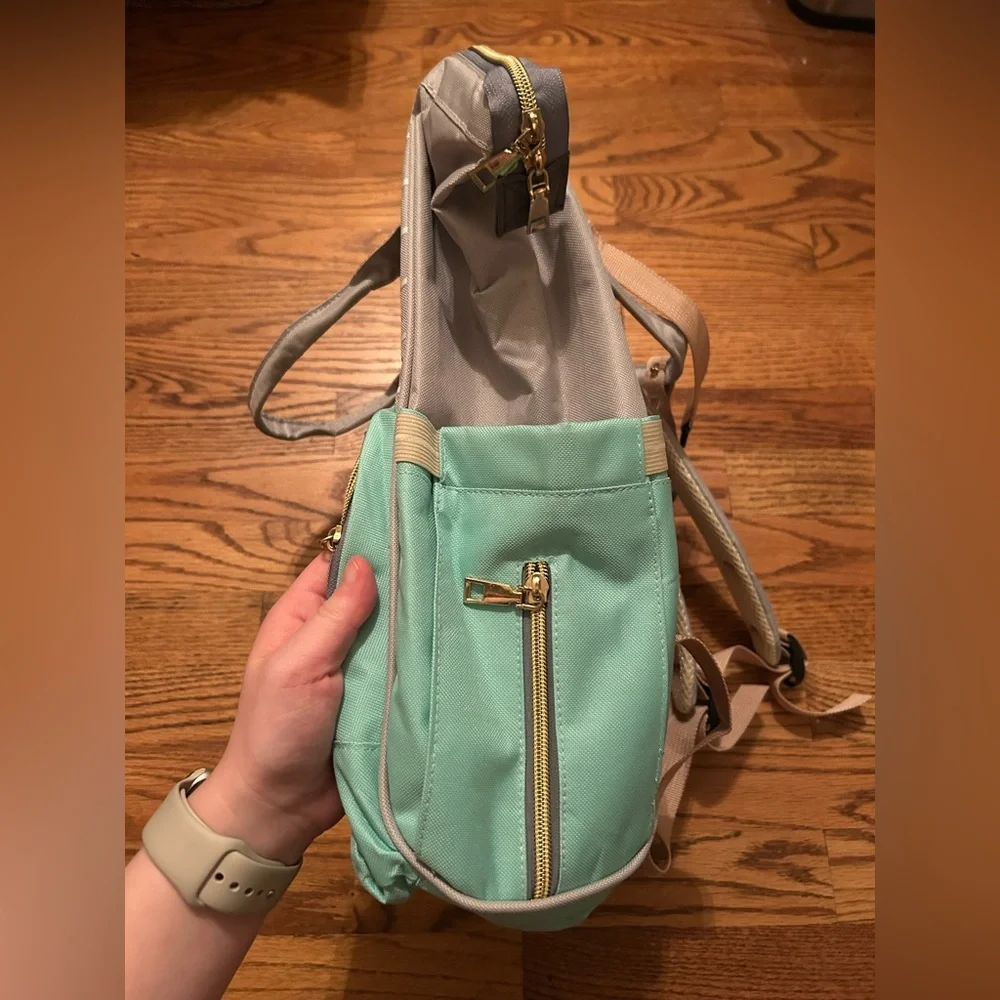 Good Mother Blue & Grey Maternity Use Diaper Bag/Backpack W/ Stripe Accents